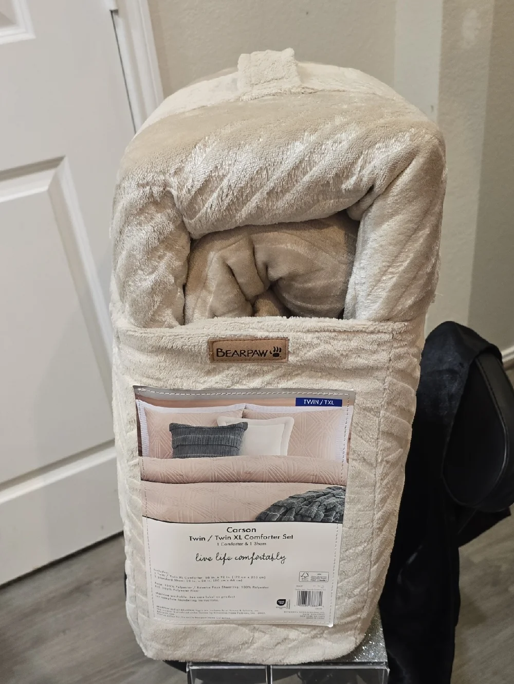 BearPaw Carson Embossed Twin/Twin XL Comforter Set w/Shams- Tan